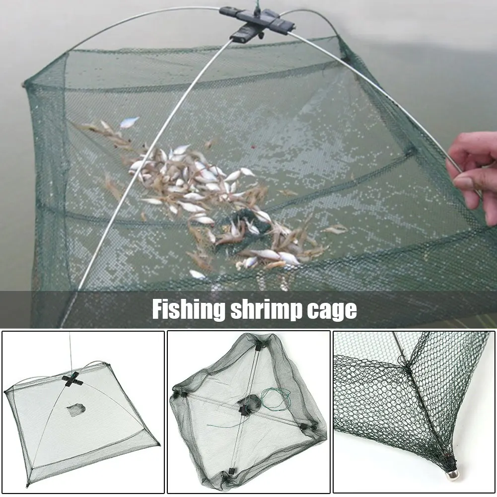 Portable Folded Fishing Net Baits Mesh Trap Durable for Shrimp Minnow Crayfish &T8