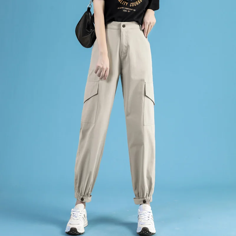 Women'S Leisure Street Trend Spring Summer Korean Version Versatile Loose Wide Leg Pants Closed Work Clothes Long Trousers