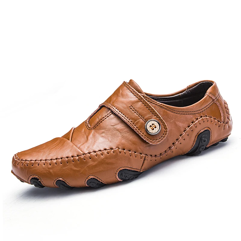 Мужские повседневные кожаные туфли Черные Водонепроницаемые мокасины на