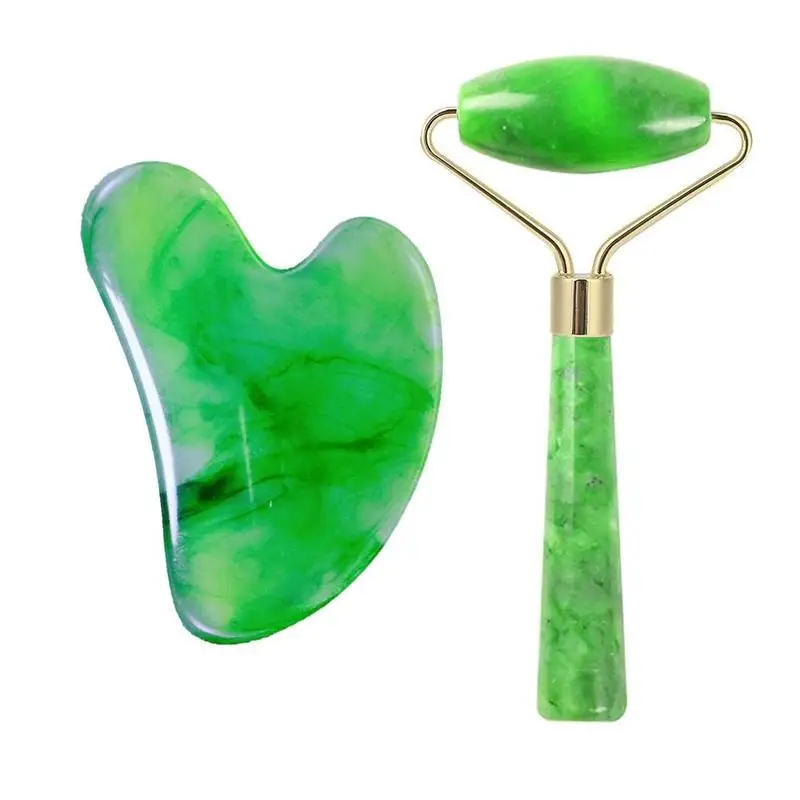 

2PCS Roller Massager Single Head Natural White Jade Stone Slimming Body Face Arm Reduce Cellulite Anti-Aging Beauty Care