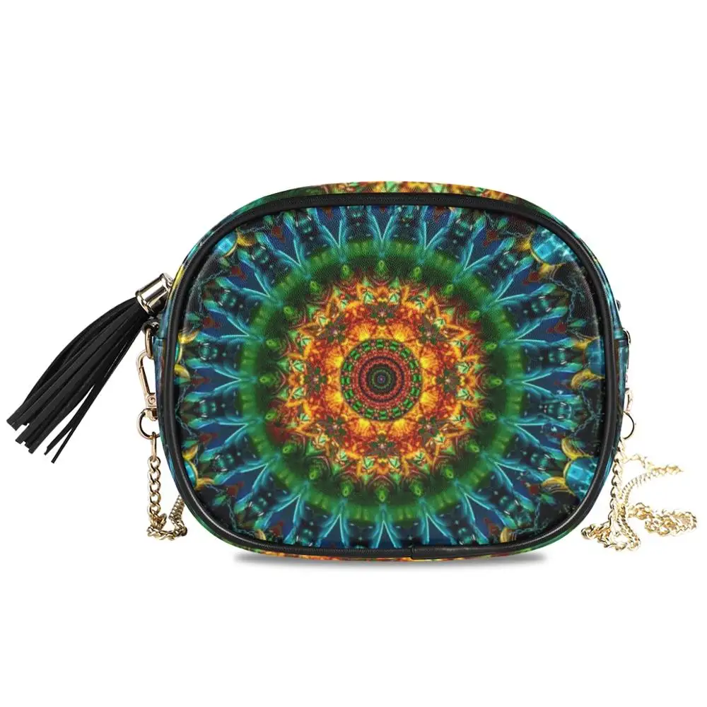 

women summer shoulder bag chain Crossbody bags for women leather Mandala handbag female zipper messenger bag women casual ladies