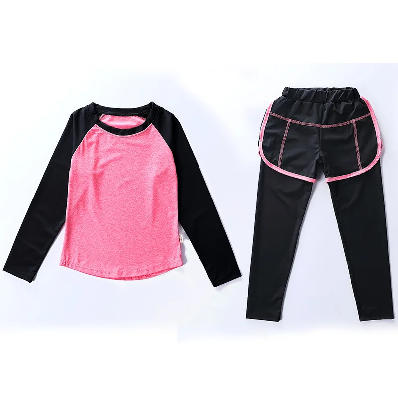 Спортивная одежда для девочек термобелье детская спортивная футболка топы Штаны