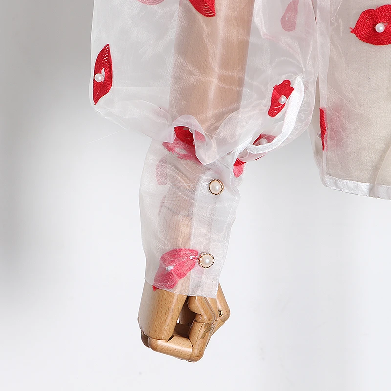 TWOTWINSTYLE женские блузки на шнуровке хит цветной принт воротник-бабочка фонарь