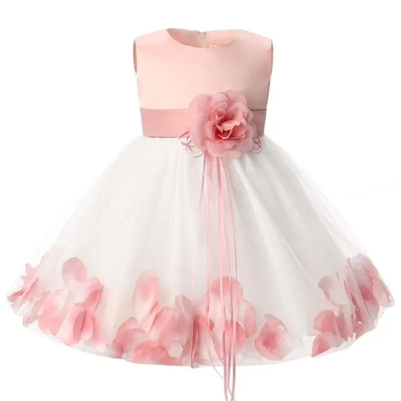 

Flower in Sash 1 Year Birthday Baby Girl Dress Tutu Baptism Infant Christening Gown Toddler Bebes Clothes 6 12 24 Months Dresses
