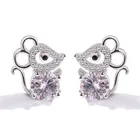 С серебряным покрытием милые серьги-гвоздики в форме мышек определённых героев для девочек вечерние серьги-гвоздики женские свадебные украшения аксессуары Рождественский подарок