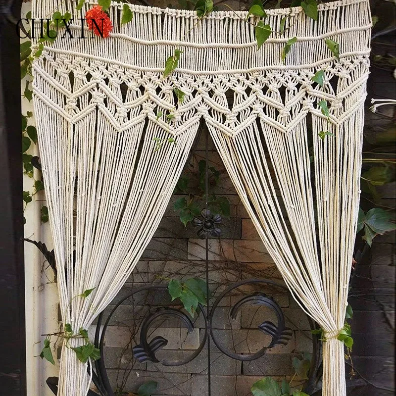 Handmade Woven Macrame Cotton LineTapestry Bohemian Wall Hanging Curtain Wedding Background Decorate Home Blind Window Pendants | Дом и сад