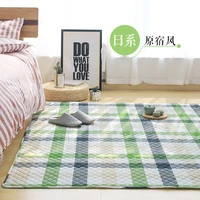 japanese style washed cotton plaid carpet bedroom bedside household non slip tatami crawling can be machine wwashed rug