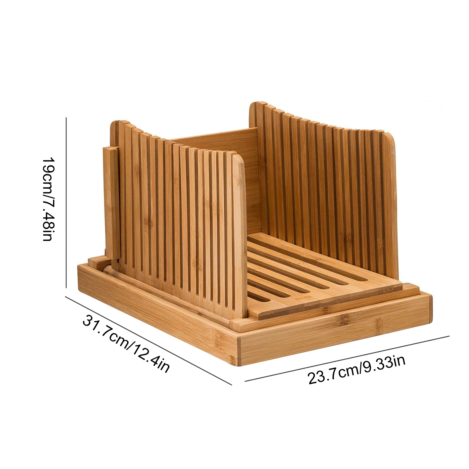 

Natural Bamboo Bread Slicer With Crumb Tray Compact Bamboo Bread Cutter For Slicing Homemade Bread French Bread Baked Bread