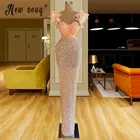 Женское вечернее платье с перьями и блестками, розовое платье-Русалка для вечеривечерние и выпускного вечера, подиумное платье для невесты