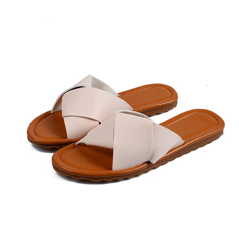 Сланцы с бантом женские пляжные сандалии без застежки плоская подошва Летние