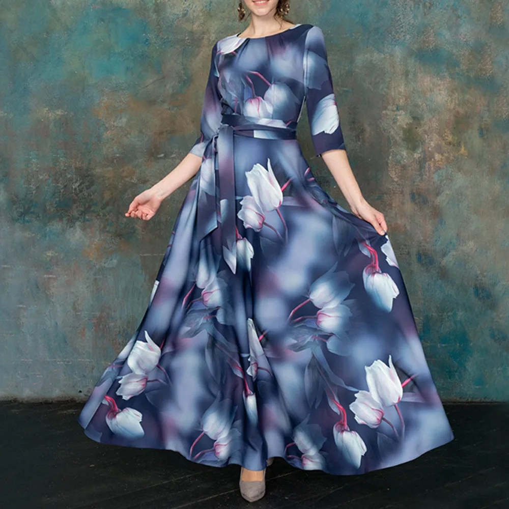 Женское винтажное длинное платье в стиле бохо элегантное облегающее вечернее