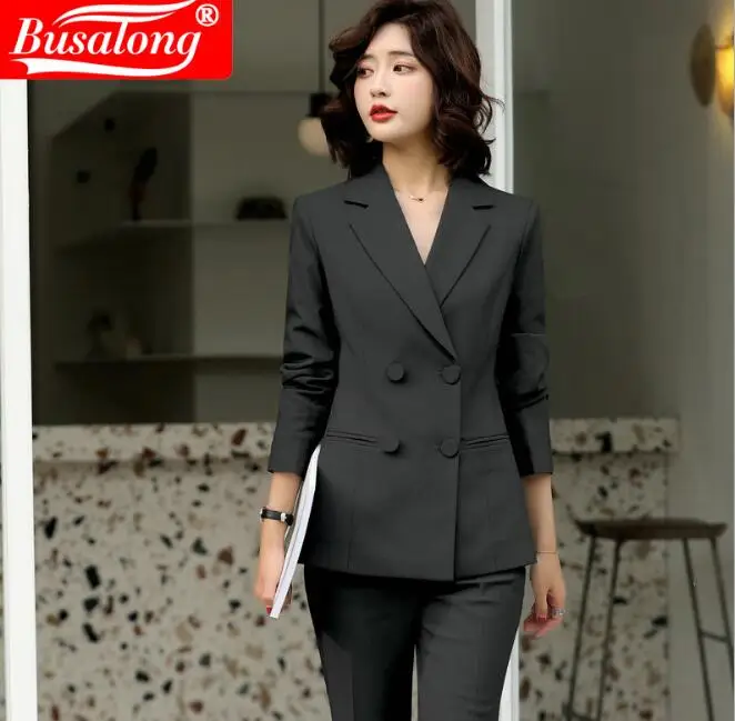 Костюм с широкими брюками двубортная Женская одежда костюмы 2 и комплекты