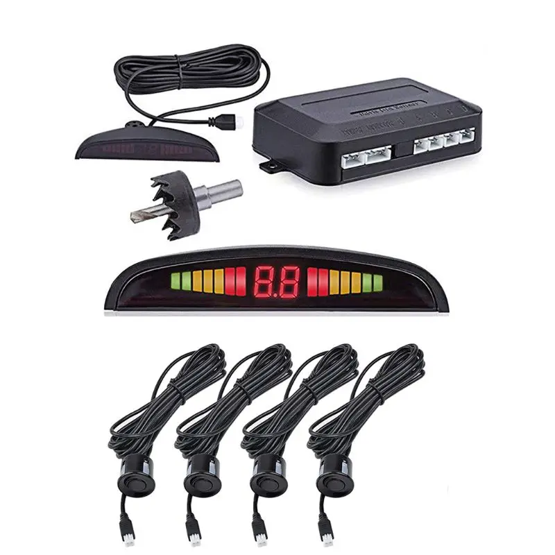 

Car Led Parking Sensor Parktronic Display 4Sensors Reverse Backup Monitor System
