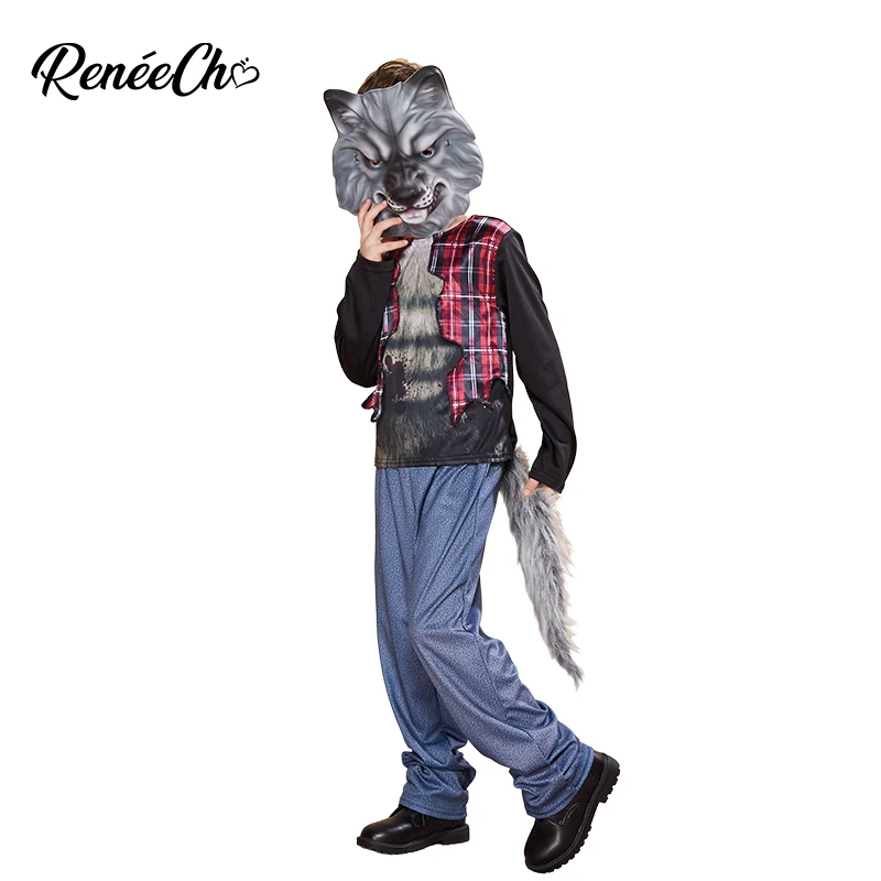 Детский костюм вервольфа Reneecho Костюм Волка страшный для Хэллоуина Косплей