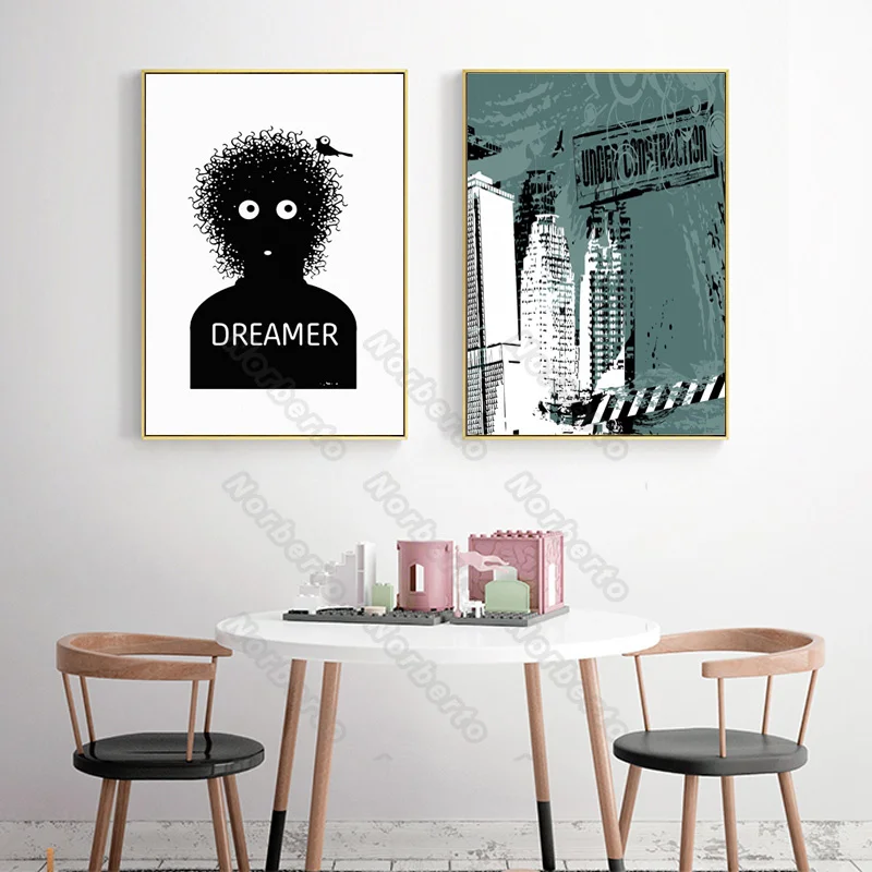 

Modern Style Canvas Painting Poster Black and White Pictures Camera Dreamer Abstract Geometric Patterns Home Rooms Wall Decorati