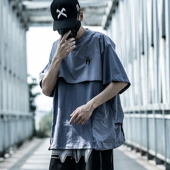 Unisex' multi patched-works & contrasted-panels Harajuku T-shirt