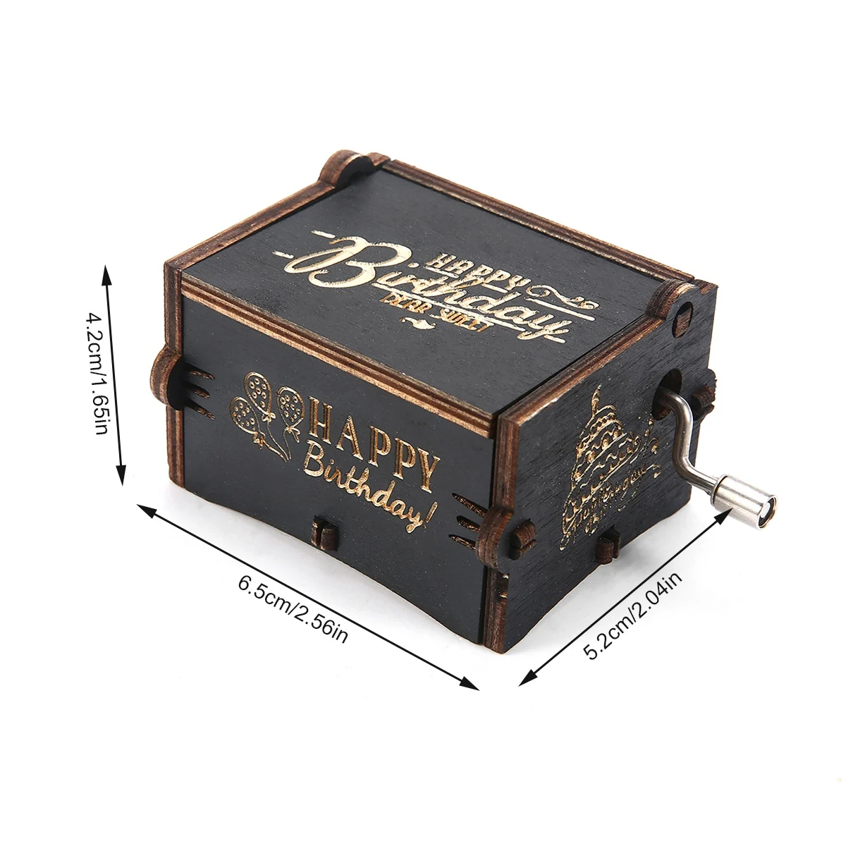 Классическая Музыкальная шкатулка с днем рождения черная деревянная