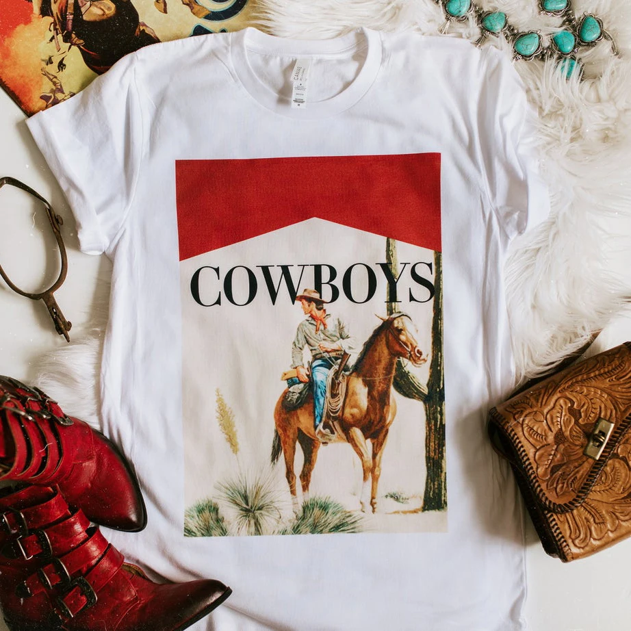 Новые трендовые ковбойские Женские повседневные топы модная футболка унисекс в