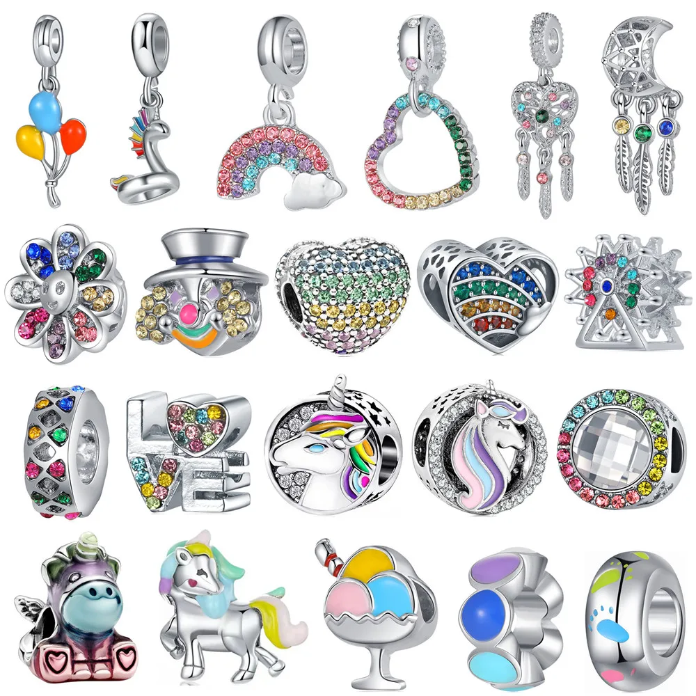 Новый милый воздушный шар Радужный сердце цветок подвеска DIY Бусины Подходит для