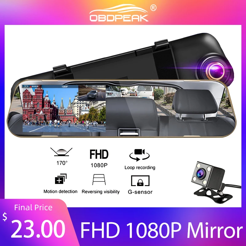 

Car Dash Cam 4.3" 1080P Rearview Mirror Car DVR Camera Full HD Video Camera Dual Lens Recorder DVR Auto Registrator 24H Parking
