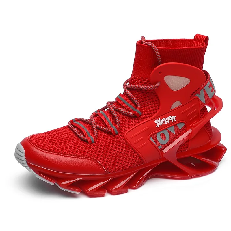 

Autumn Spring Male Red High Top Blade Running Boots Men's Sports Shoes Comfortable Sneakers Walking Jogging Gym Fitness Trainers