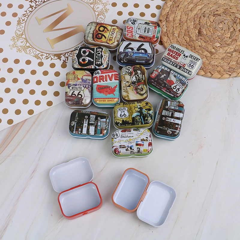 

Мини жестяная безделушка Ювелирная Монета коробка жестяная жесть чехол для хранения American Route 66