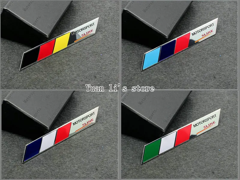 

1X sline car Aluminium Alloy Badge Emblems Germany Italy France flag car emblem stick 98*14mm Car Styling