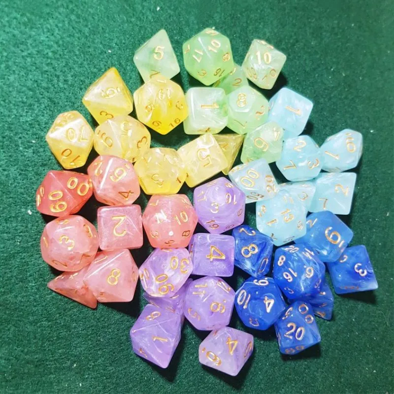 7 шт./компл. многогранные кости d & d4 d6 d8 d10 % d12 d20 TRPG игры Набор Игральный костей