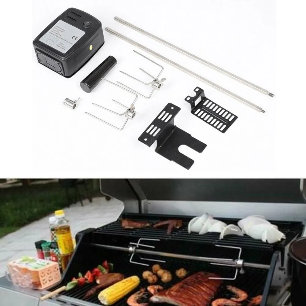 Универсальный Гриль Rotisserie комплект полный комплект для барбекю с вертел Вилка для мяса Электрический двигатель LBShipping