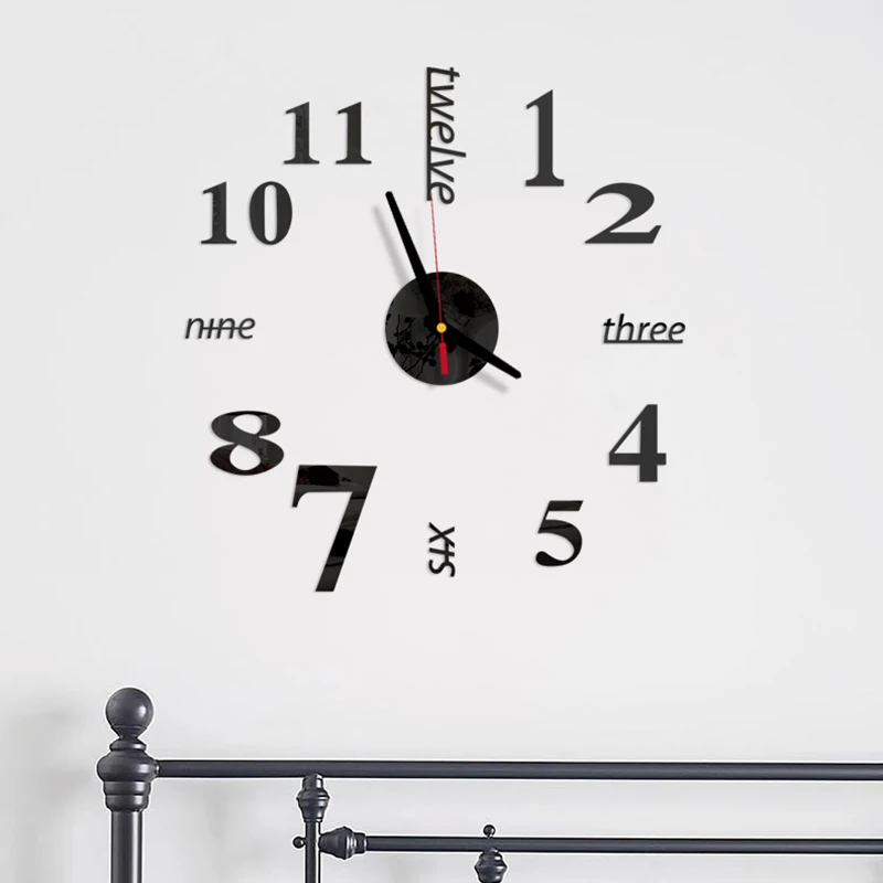 

3D 4Colors Wall Sticker Self-adhesive Wall Clock Mechanism Watch Home Accessories Acrylic Clock Decoration Настенные Часы Sino