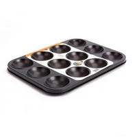2021 new arrival easy to clean 12 cup tart pan non stick black cake moulds kitchen tools bakeware cooking tools