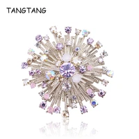tangtang flower brooch for women divergent lavender rhinestone gold jewelry pin brooch for bridal wedding accessories ornaments