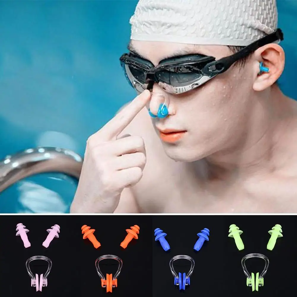 

Silicone Waterproof Earplug Swimming Earplugs Swimming Nose Clip Soft Kit Set