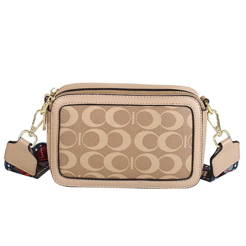 

French Women's Bag Summer Personality Wide Shoulder Strap Camera Small Square Bag Net Red Print One-shoulder Oblique Cross-bag