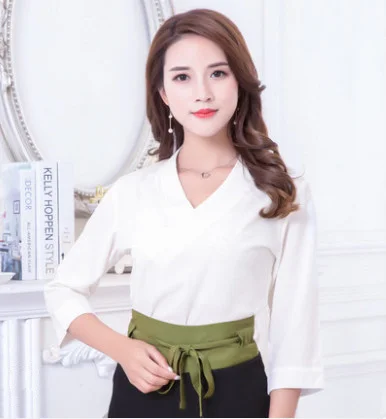 Half sleeve top Белые красные униформа для сотрудниц спа-салонов красоты тайский одежда модные тонкие массажа здоровья комбинезоны Красота салон Рабочая одежда - Цвет: Half sleeve top