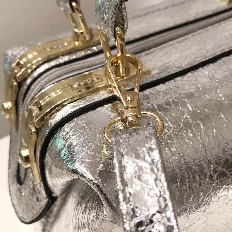 Новое поступление 2021 глянцевая женская сумка Бостон золотого цвета