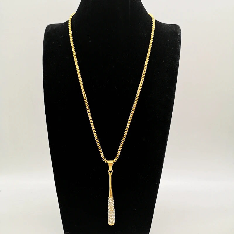 Цепочка с подвеской в виде бейсбольной биты из нержавеющей стали | Украшения и