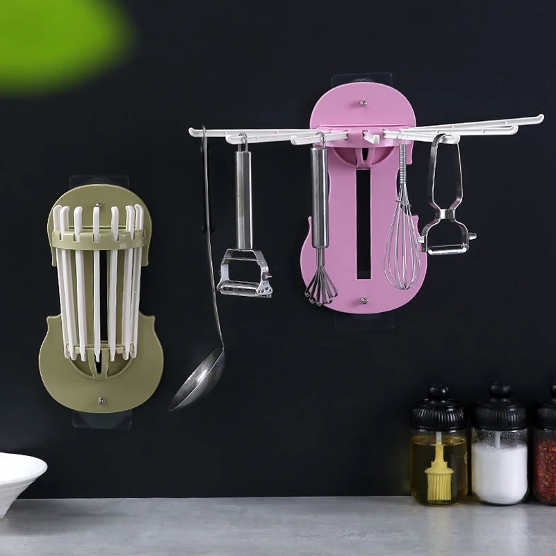 

1pcs Hook Up Pullout Rack Multifunction Storage Rack Non-marking Hanging Organizer Rack Supplies Accessories Kitchen Bathroom