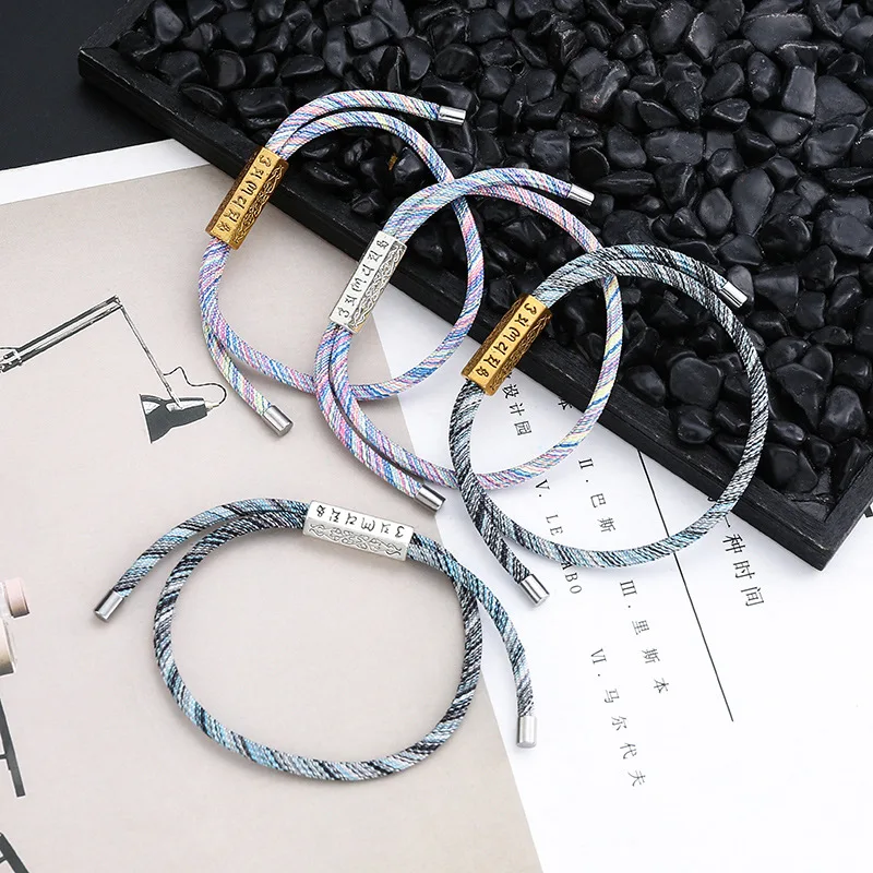 Плетеный браслет с этнической головой тибетского Будды на удачу для мужчин и