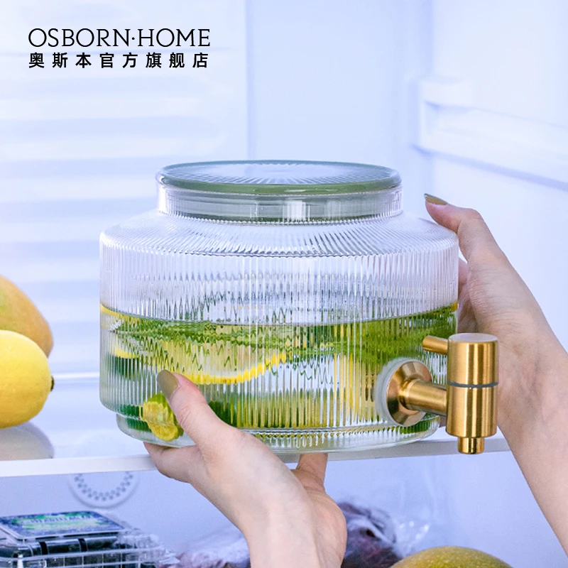 Стеклянный холодильник Osborn для дома высокой емкости стеклянный холодный чайник