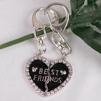 2 piece set of inlaid rhinestones best friend letter keychain men and women decorative backpack key chain bag jewelry gift