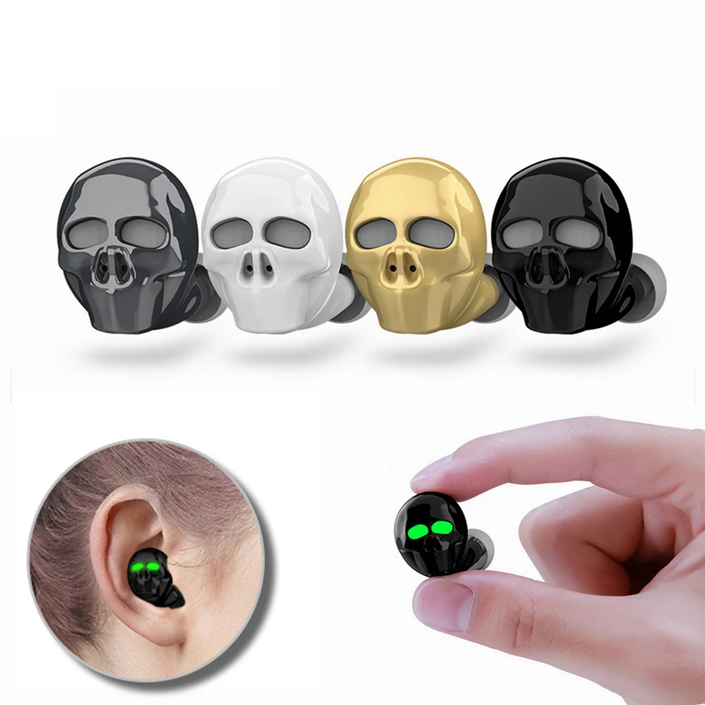 

New Skull Bone Bluetooth Earphone with Microphone Noise Cancelling Hi-Fi Handsfree Bass Stereo Micro Earphone