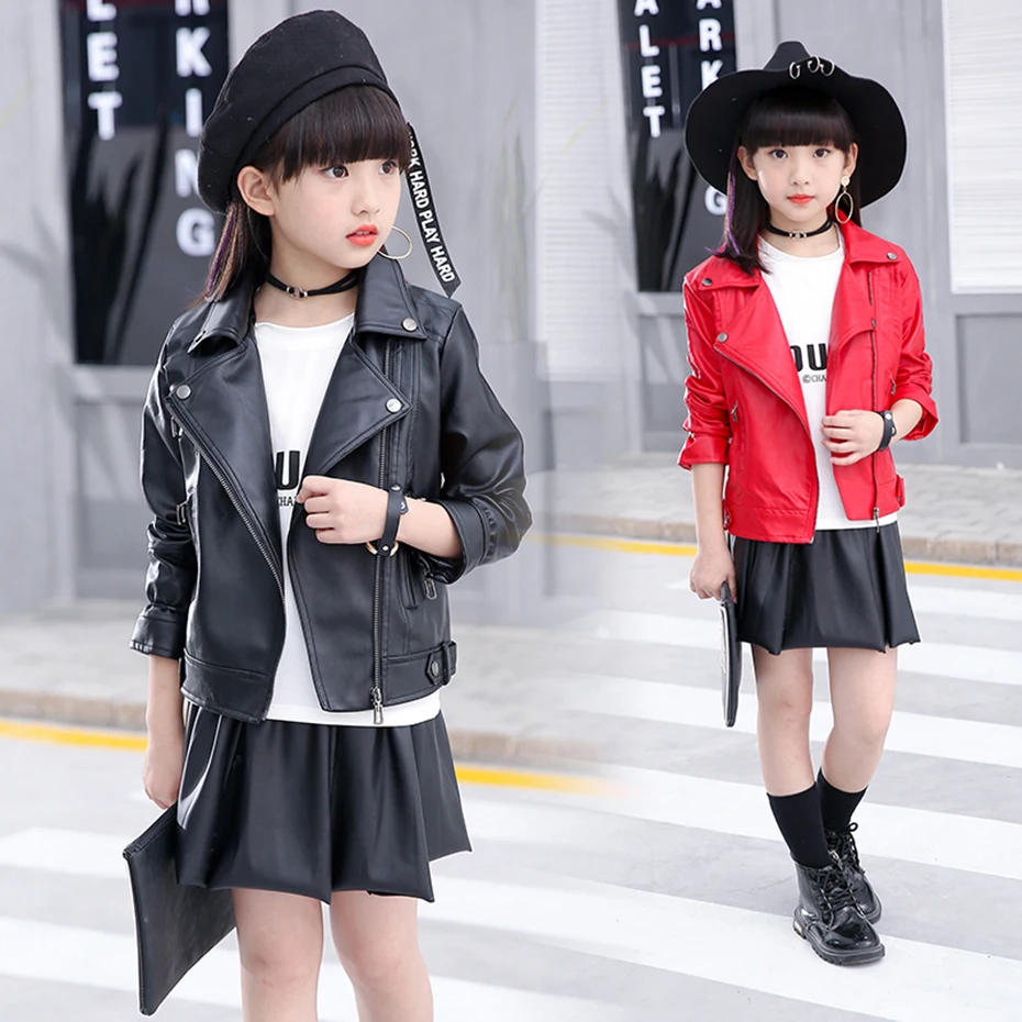 

Teenage Girls Coat Fake Zippers Girl Coat Spring Autumn Coat Kids Casual Style Children's Clothes 6 8 10 12 14