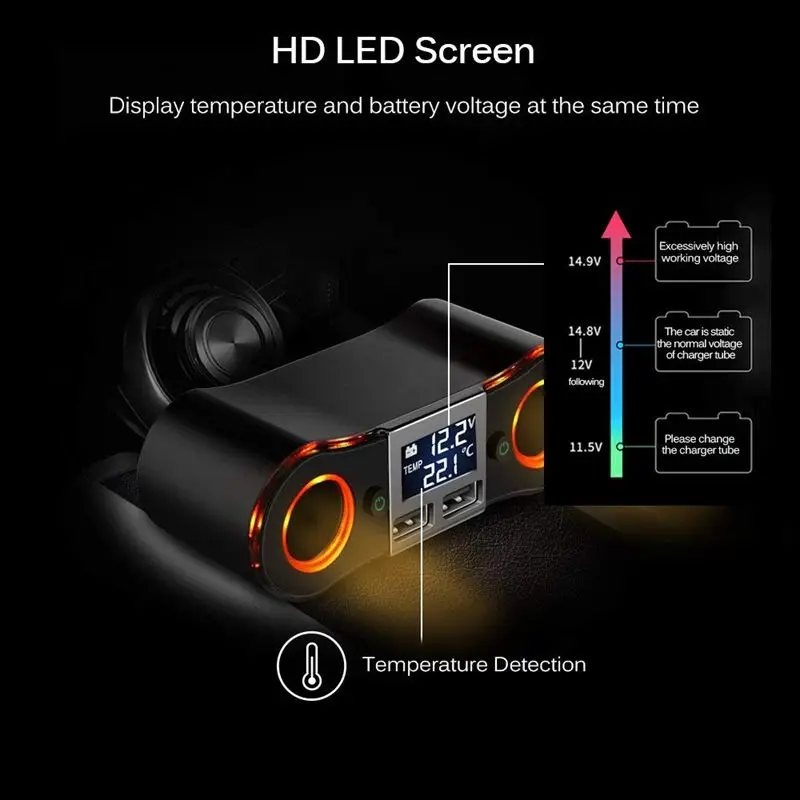 Разъем прикуривателя сплиттер ZNB02 автомобильное зарядное устройство адаптер 3.5A