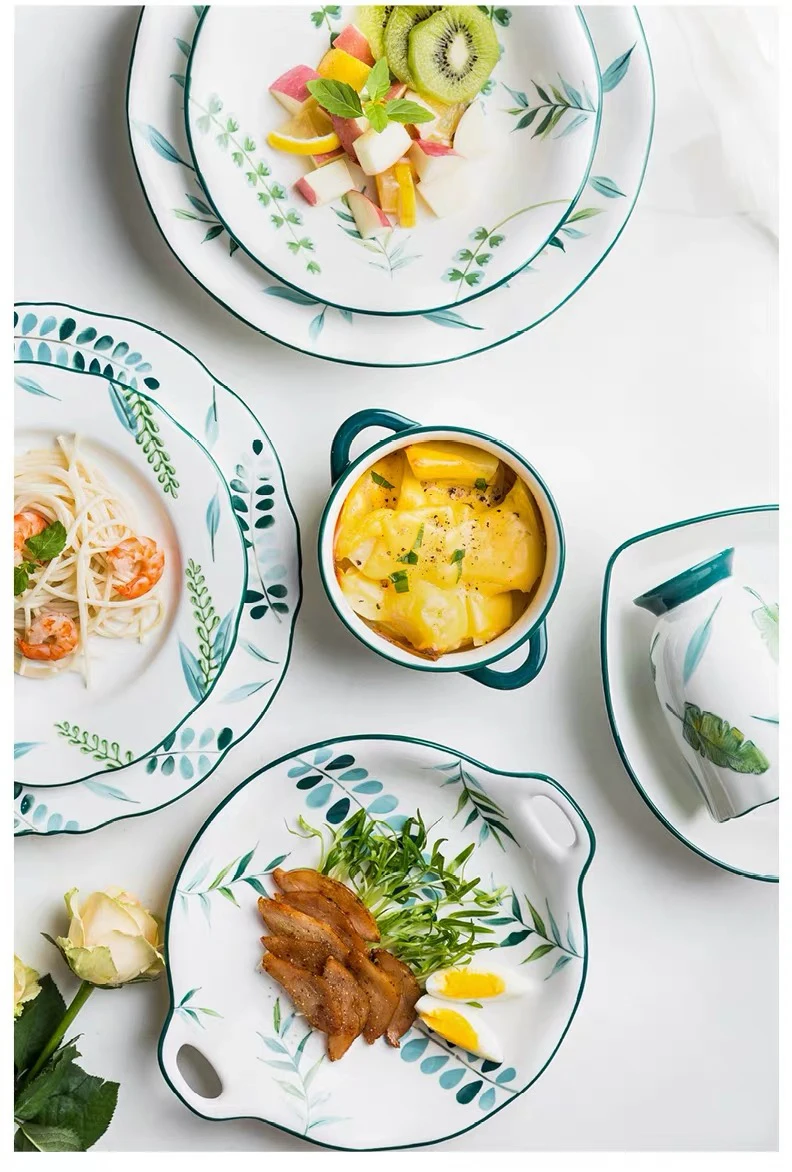 Керамическая обеденная тарелка в комплекте Глубокая блюдо для растений