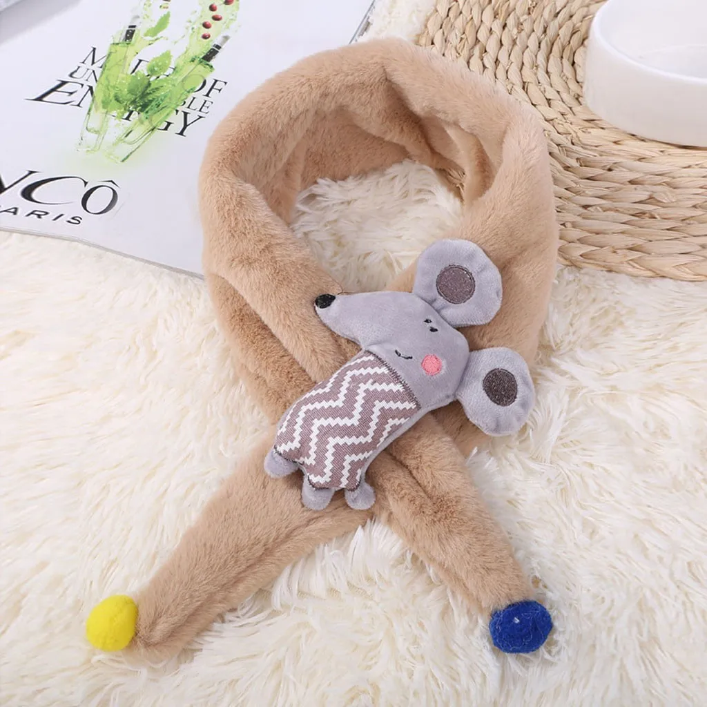 Шарфы с героями мультфильмов изображением животных маленькой мышки зимний