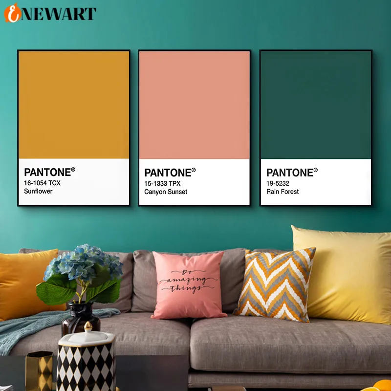 

Pantone Color Wall Art Home Decor Wall Poster Pink Yellow Green Modern Canvas Painting for Living Room Decorative Home Design