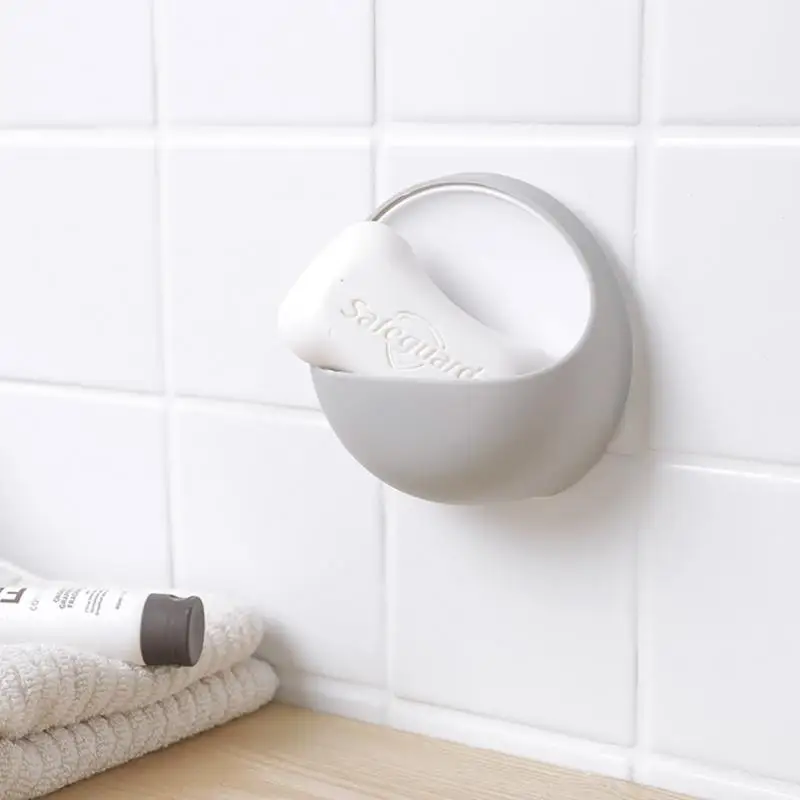 

No Drilling Soap Dish Holder Wall Mounted Soap Sponge Holder Bathroom Suction Cup Soap Box Bathroom Accessories Tools Wholesale
