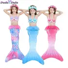 Купальный костюм для девочек с маленьким хвостом Русалочки, летняя одежда для девочек с моноластами вечерние льный костюм для вечеринки Русалочки, детское бикини