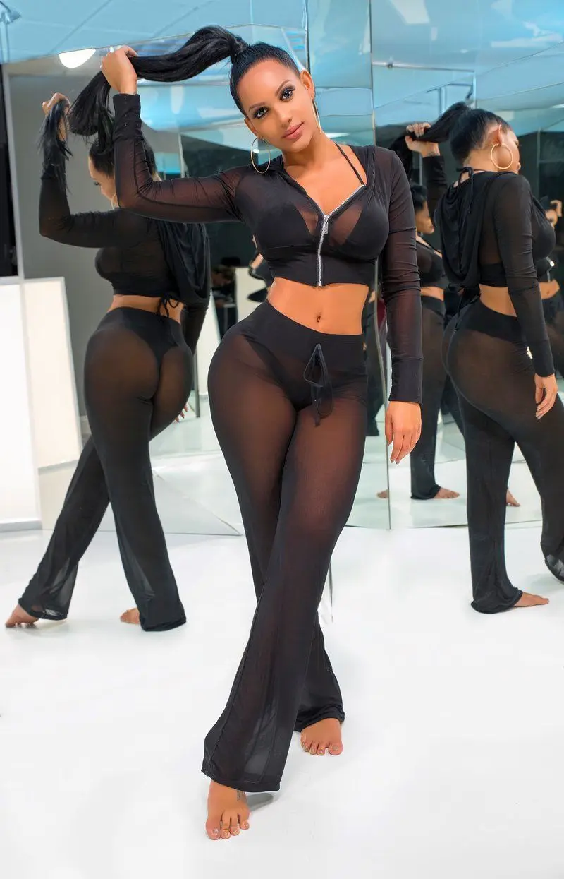 Новые женские пикантные прозрачные брюки с высокой талией летние пляжные